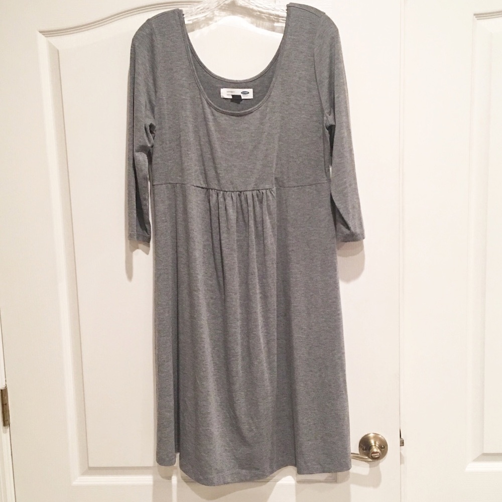 Gray Babydoll 3/4 sleeve midi maternity dress